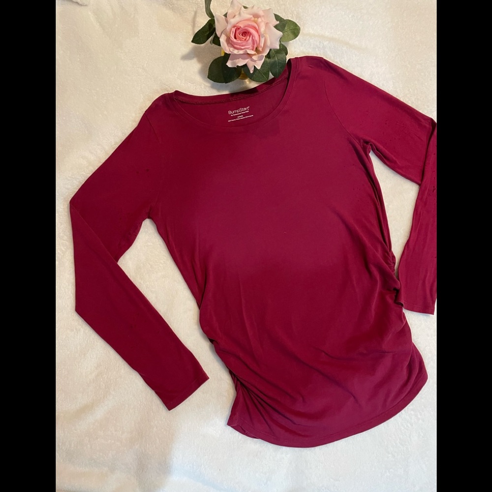 Bump start Dark Red Jersey Maternity Top